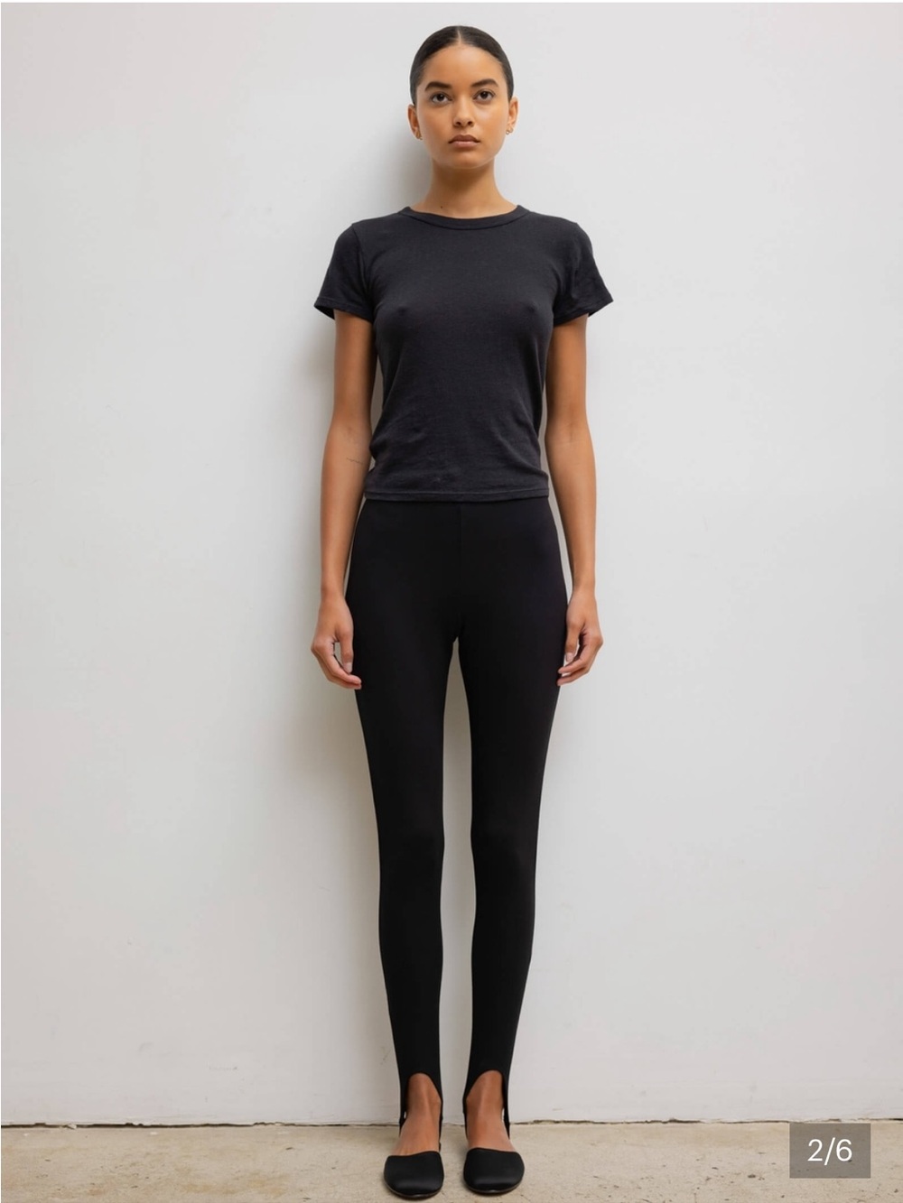 KHAITE Black High-Rise Stirrup Leggings